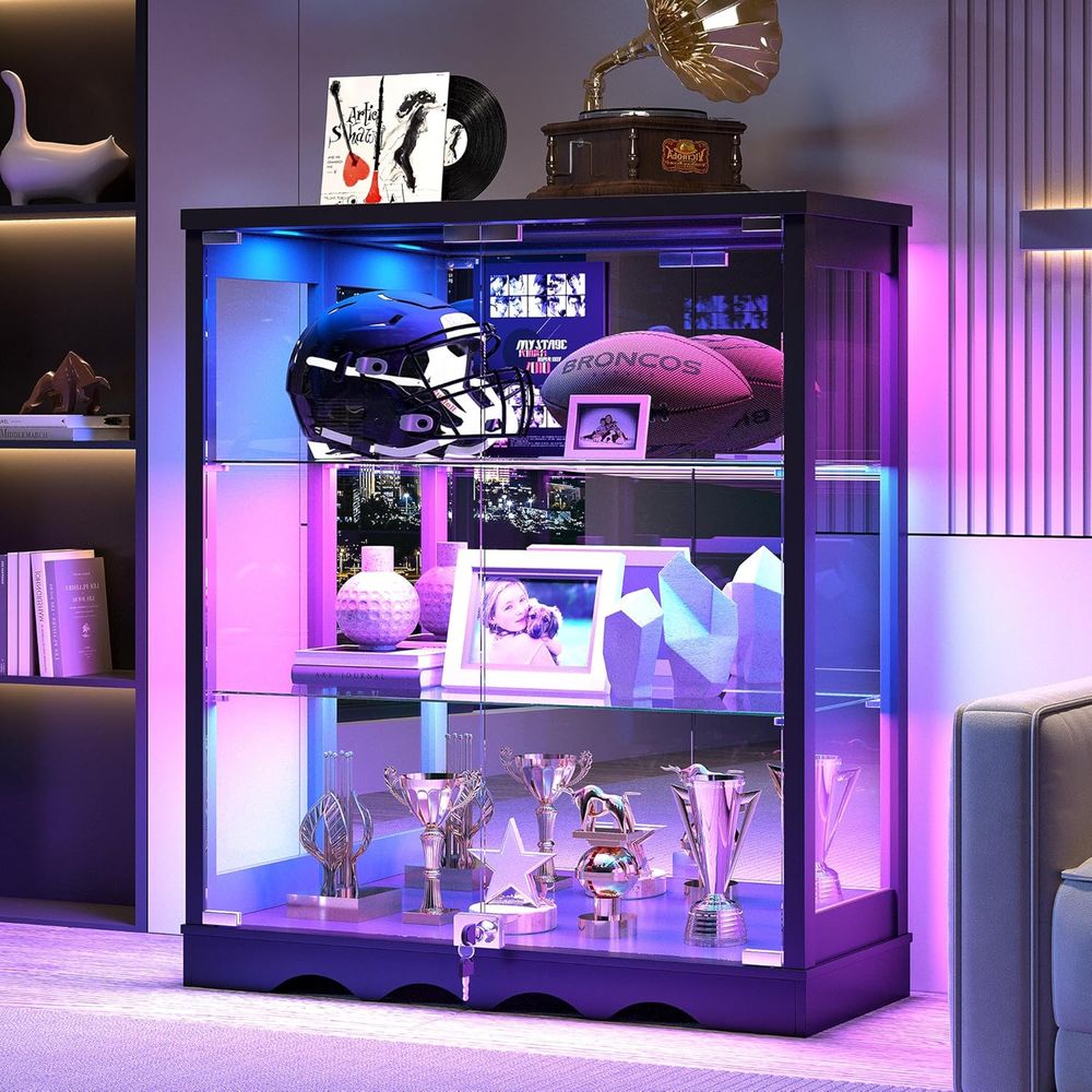 Glass Cabinet Display - 39 Tall Glass Curio Cabinet with