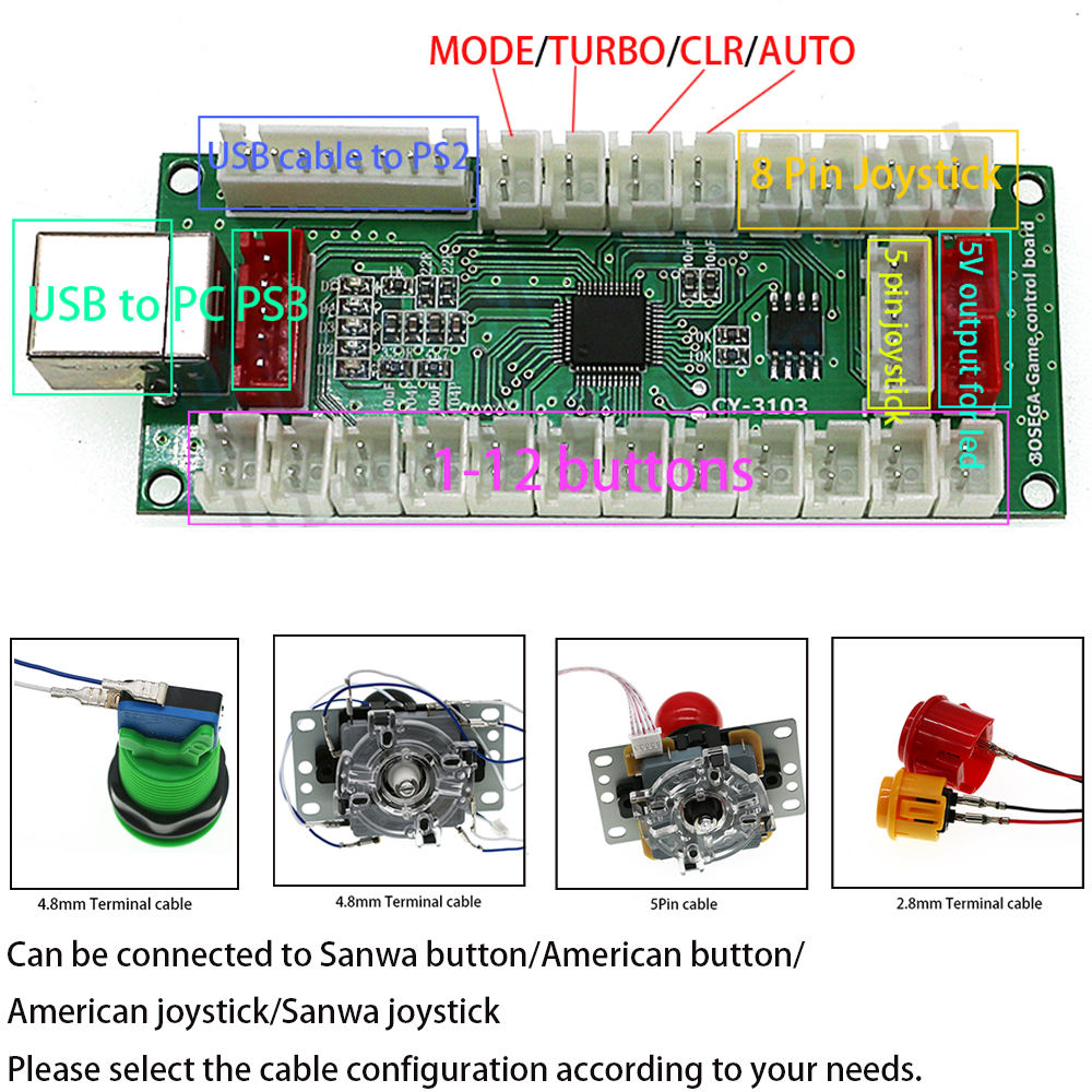 PC360 PS2 & PS3 4 In 1 Arcade  – обзор и цена Arcade Button Pcb