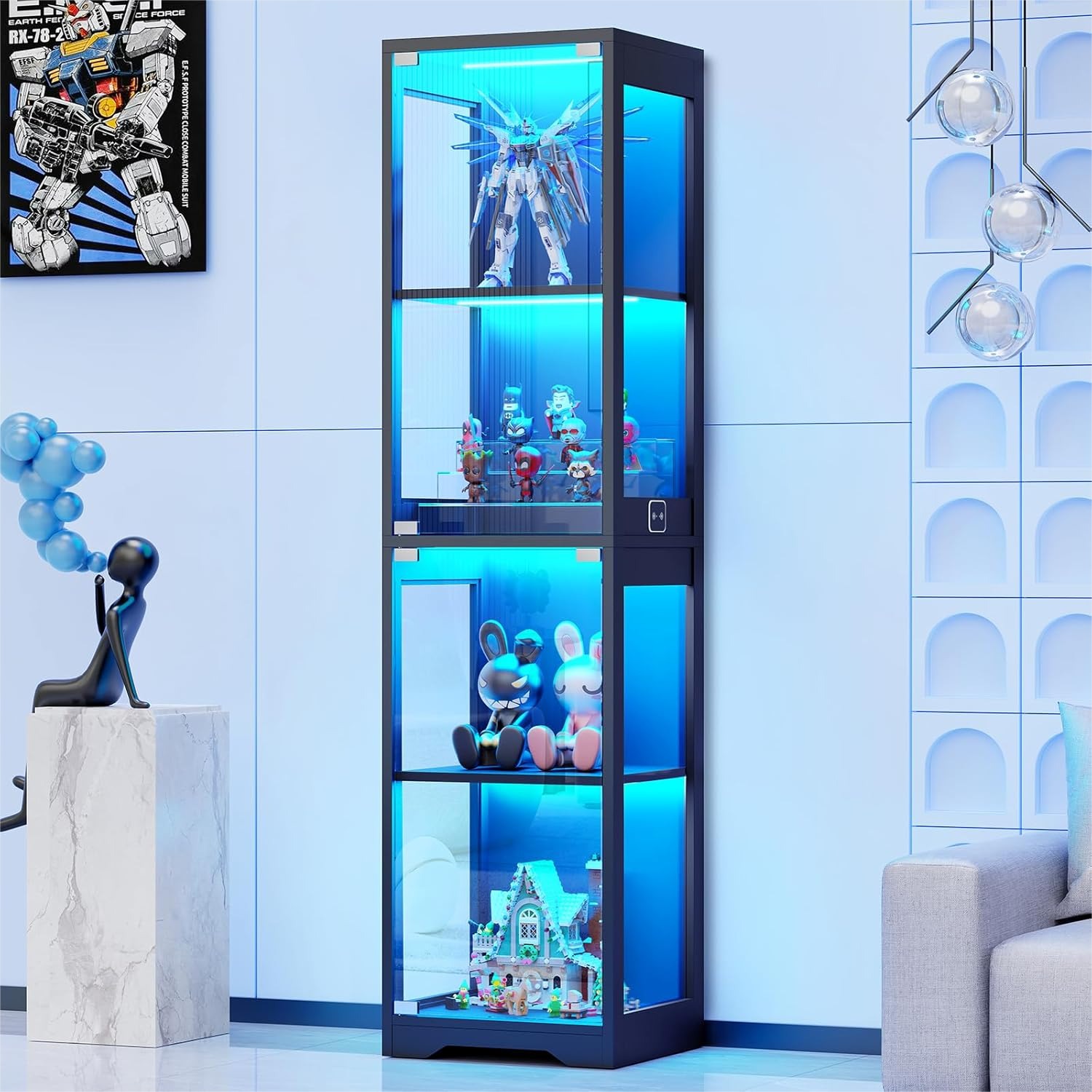 Glass Display Cabinet with 3 C – обзор и цена Glass Cabinet Display