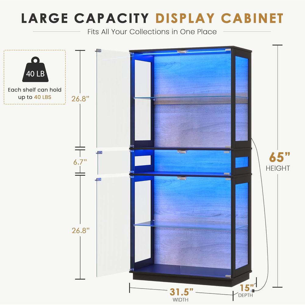 5-Tier LED Lighted Glass Displ – обзор и цена Glass Cabinet Display