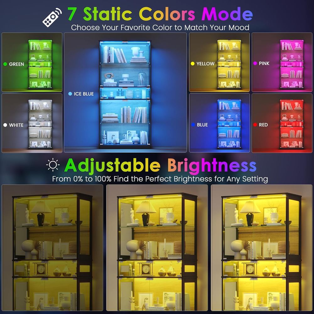 5-Tier LED Lighted Glass Displ – обзор и цена Glass Cabinet Display