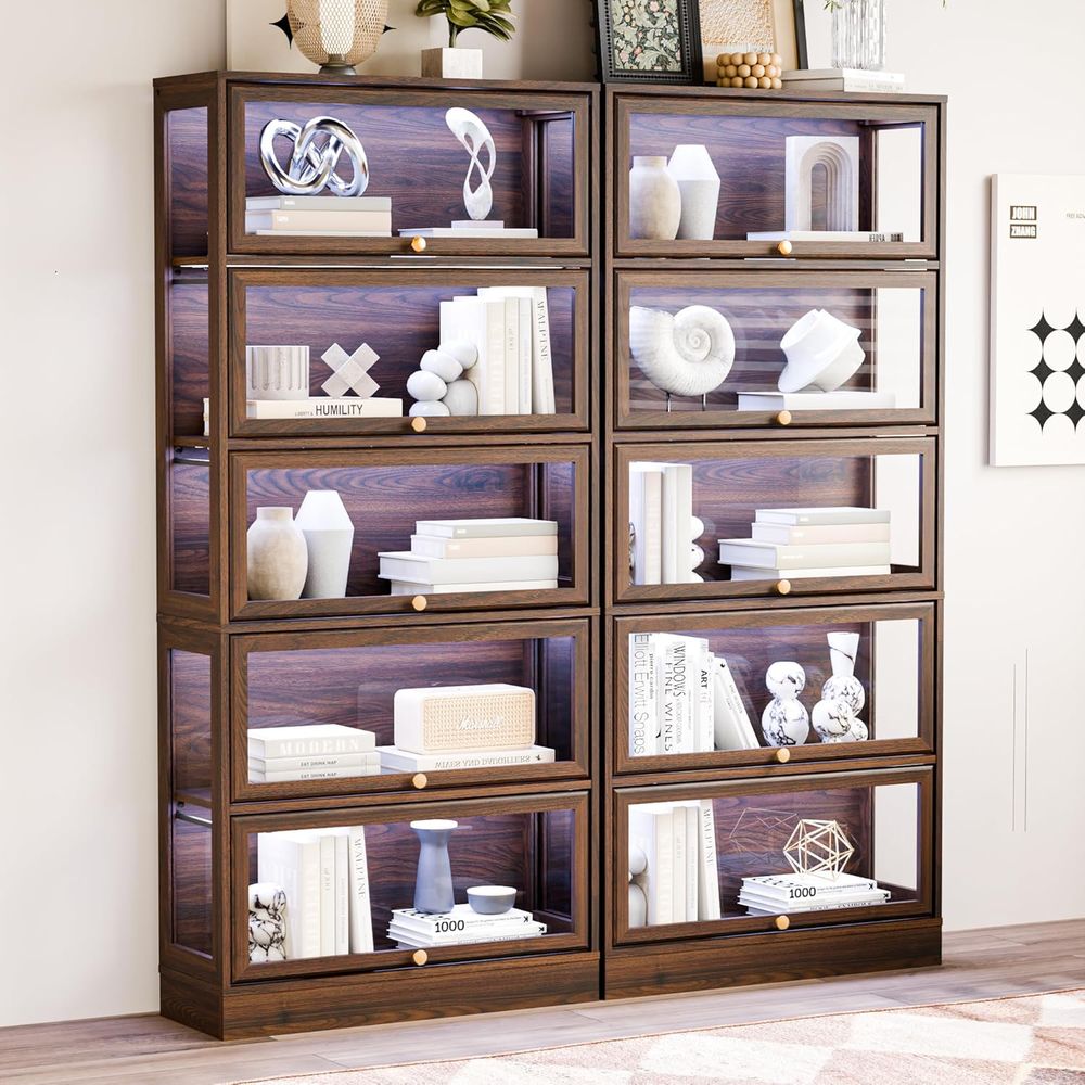 5-Tier Walnut Acrylic Glass Di – обзор и цена Glass Cabinet Display