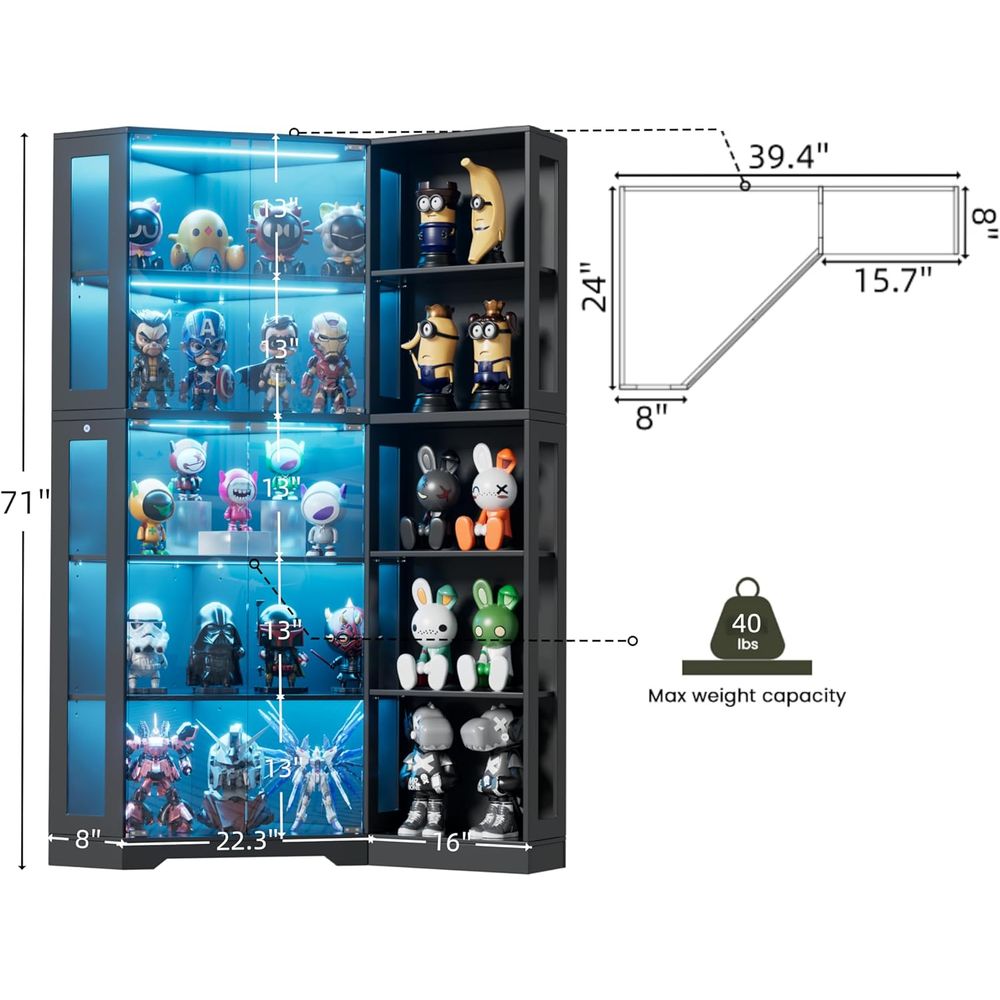 5-Tier LED Lighted Glass Displ – обзор и цена Glass Cabinet Display