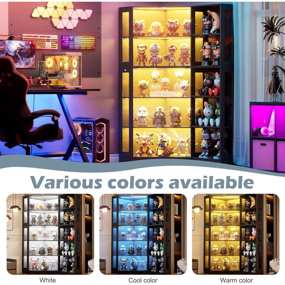 5-Tier LED Lighted Glass Displ – обзор и цена Glass Cabinet Display