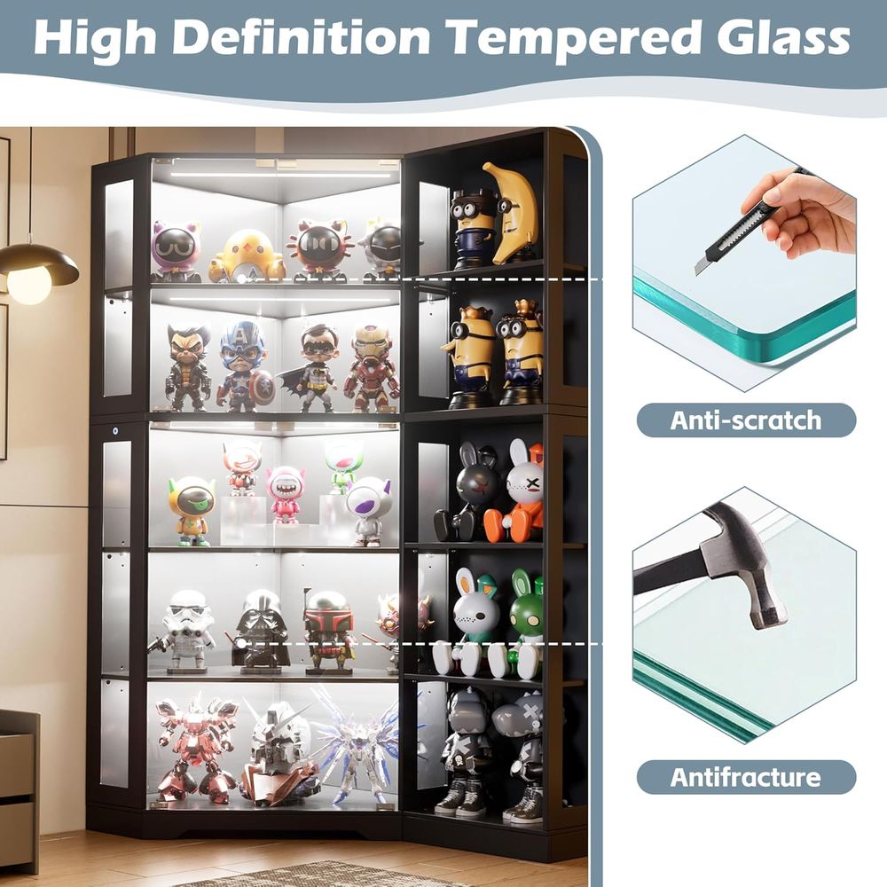 5-Tier LED Lighted Glass Displ – обзор и цена Glass Cabinet Display