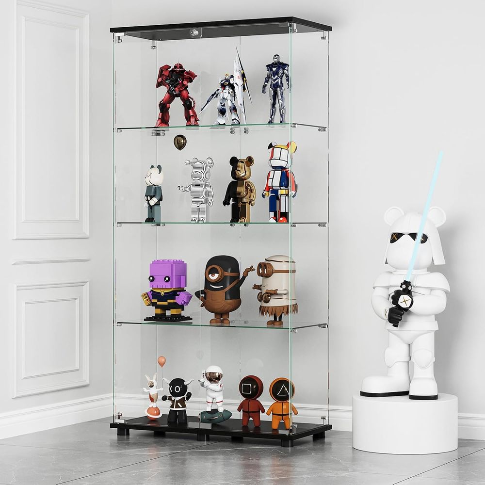 4-Shelf Double Door Lockable G – обзор и цена Glass Cabinet Display