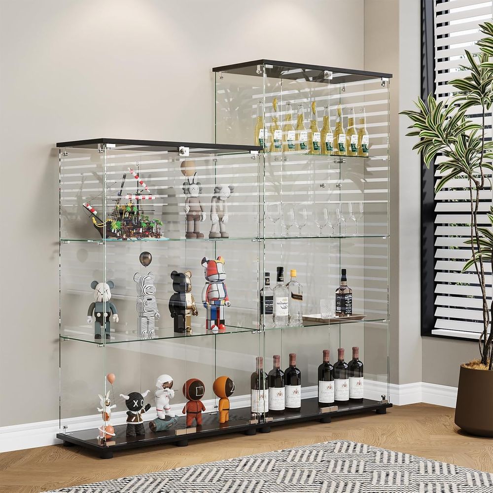 4-Shelf Double Door Lockable G – обзор и цена Glass Cabinet Display