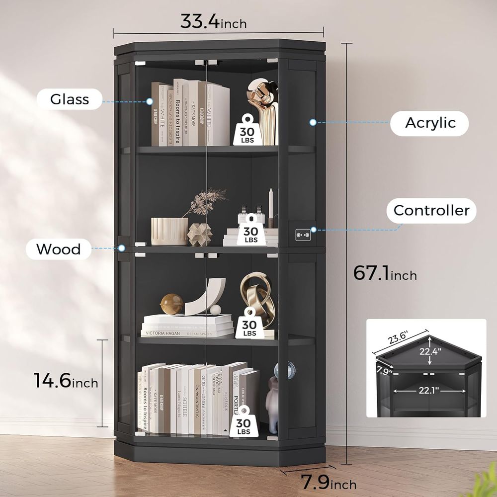 67 Tall 4-Tier Glass Display C – обзор и цена Glass Cabinet Display