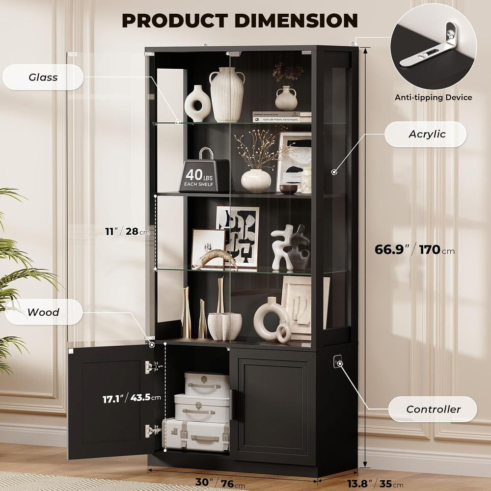 67 4-Tier Glass Display Cabine – обзор и цена Glass Cabinet Display