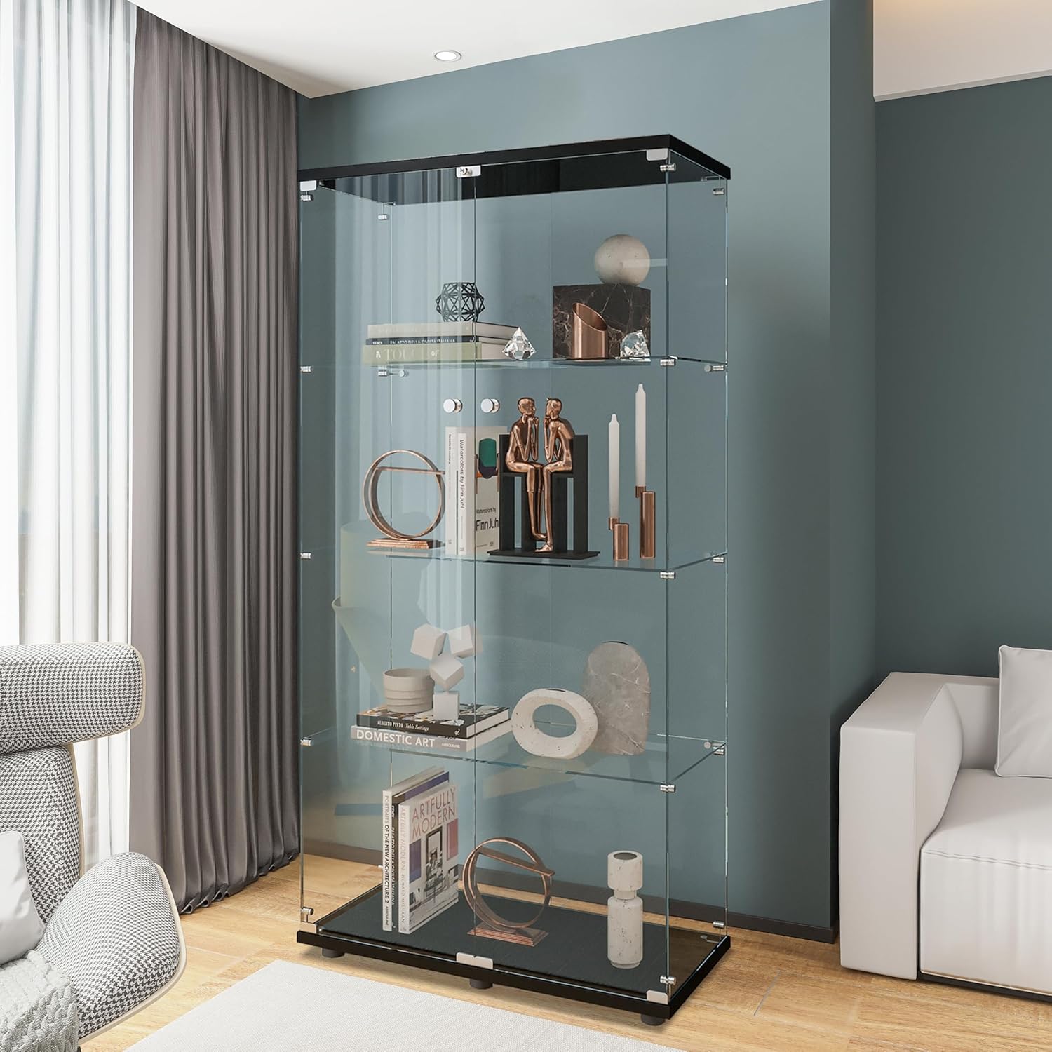 Glass Display Cabinet with 4 S – обзор и цена Glass Cabinet Display