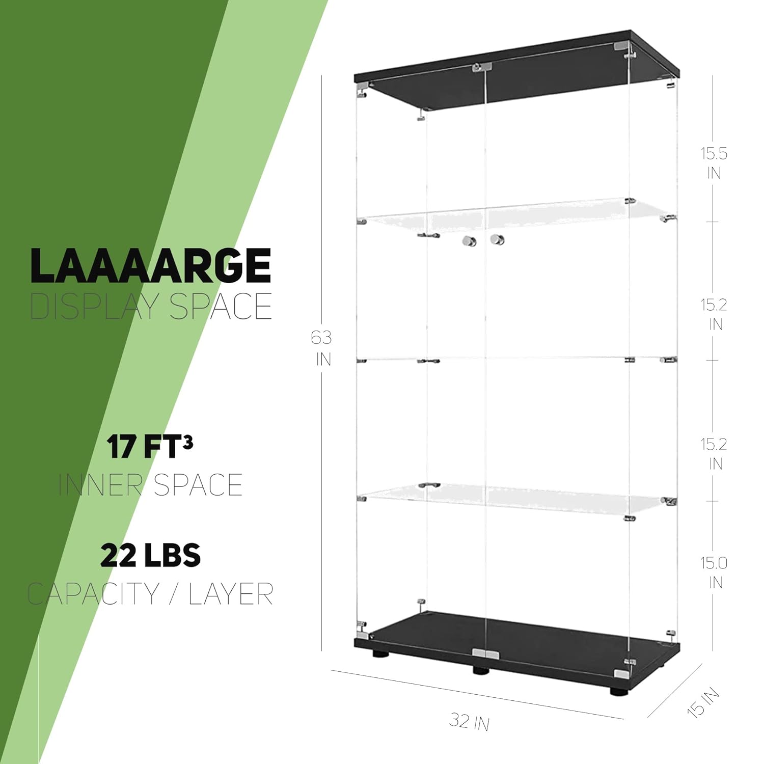 Glass Display Cabinet with 4 S – обзор и цена Glass Cabinet Display