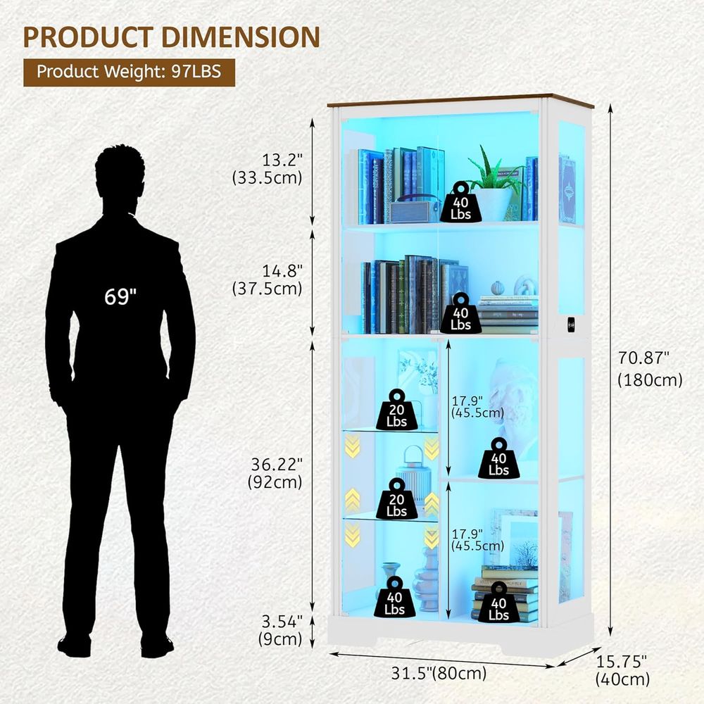 7-Tier Glass Display Cabinet w – обзор и цена Glass Cabinet Display